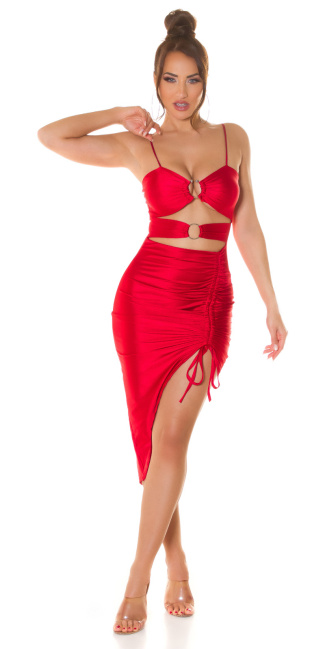 Cut Out Minidress ruched with ring detail Red